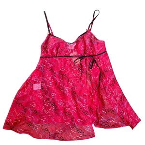 Deadstock Secret Treasures Y2K Fearless Red Love Lingerie Babydoll Slip Dress